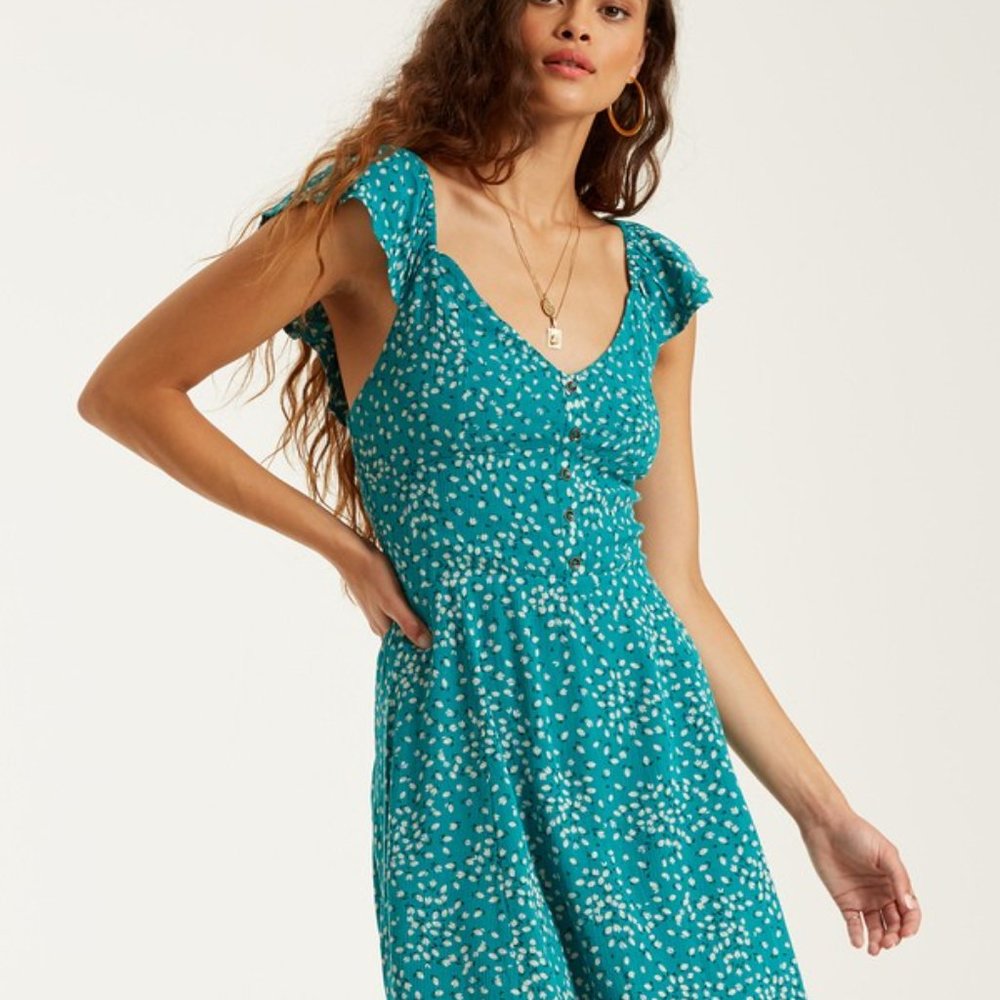 Billabong Beachy Green Floral Dress - Picture 2 of 5